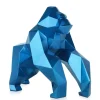 Statues & Sculptures Table Top|Low Poly^Polygon Gorilla 44cm Blue Resin Indoor Sculpture