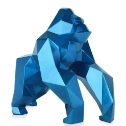 Statues & Sculptures Table Top|Low Poly^Polygon Gorilla 44cm Blue Resin Indoor Sculpture