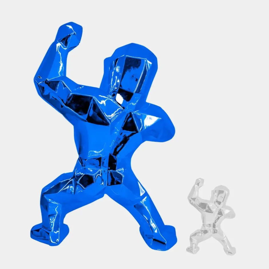 Statues & Sculptures Floor Standing|Animals^Polygon Gorilla 135cm Blue Resin Indoor Sculpture