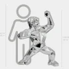 Statues & Sculptures Floor Standing|Animals^Polygon Gorilla 135cm Chrome Resin Indoor Sculpture