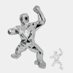 Statues & Sculptures Floor Standing|Animals^Polygon Gorilla 135cm Chrome Resin Indoor Sculpture