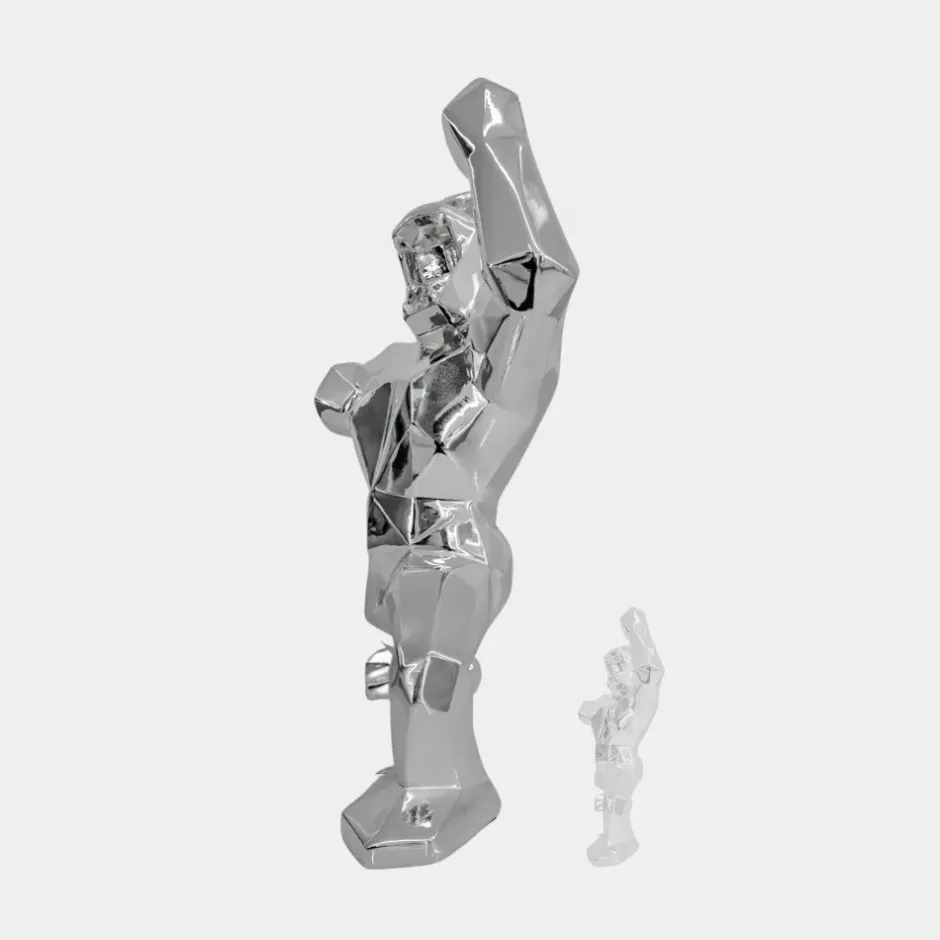 Statues & Sculptures Floor Standing|Animals^Polygon Gorilla 135cm Chrome Resin Indoor Sculpture