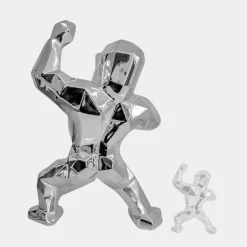 Statues & Sculptures Floor Standing|Animals^Polygon Gorilla 135cm Chrome Resin Indoor Sculpture