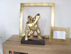 Statues & Sculptures Table Top|Low Poly^Polygon Gorilla 30cm Gold Resin Indoor Sculpture