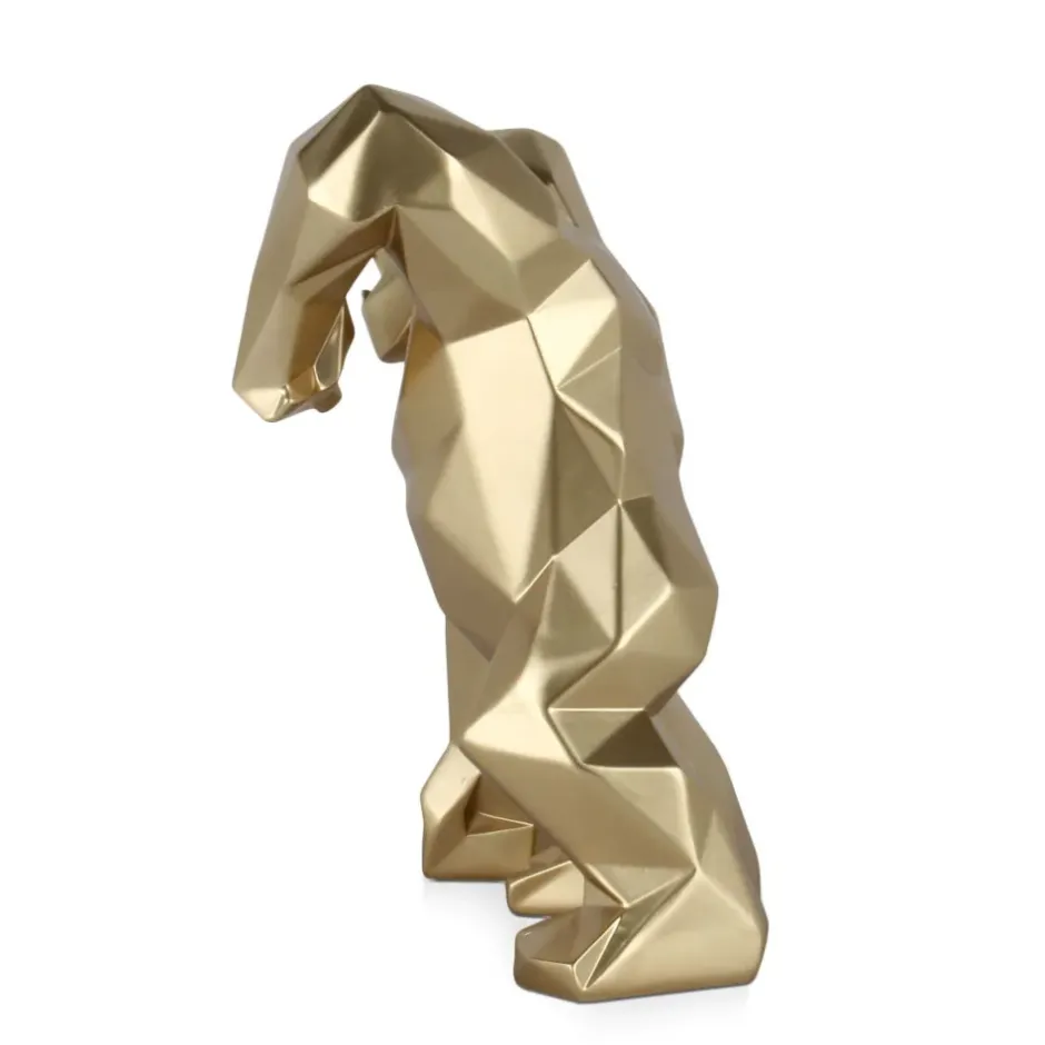 Statues & Sculptures Table Top|Low Poly^Polygon Gorilla 30cm Gold Resin Indoor Sculpture