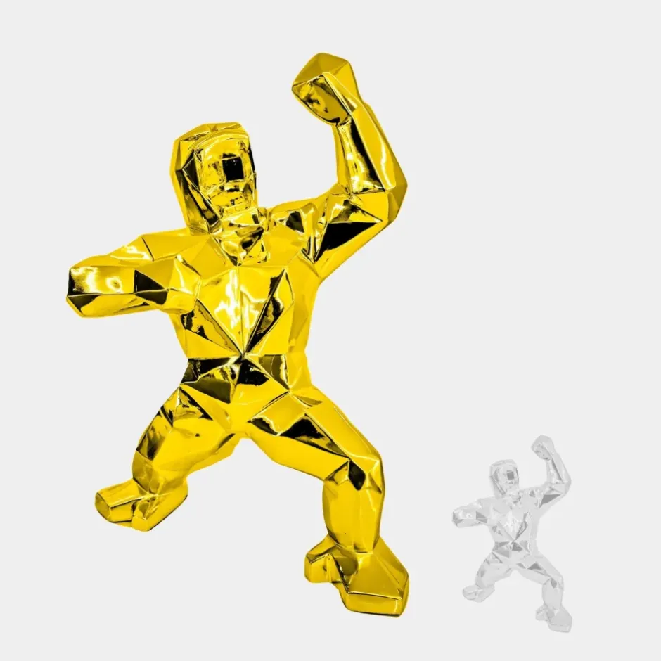 Statues & Sculptures Floor Standing|Animals^Polygon Gorilla 135cm Gold Resin Indoor Sculpture