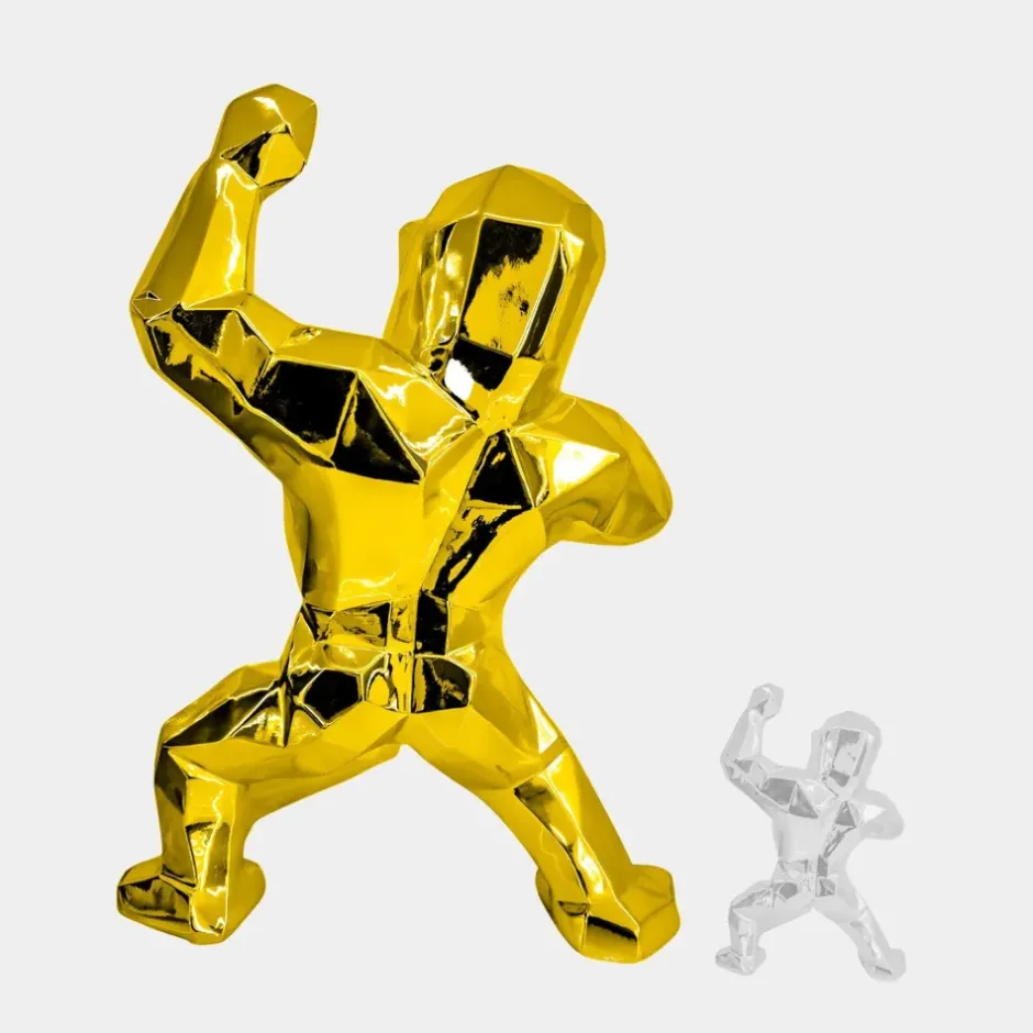 Statues & Sculptures Floor Standing|Animals^Polygon Gorilla 135cm Gold Resin Indoor Sculpture