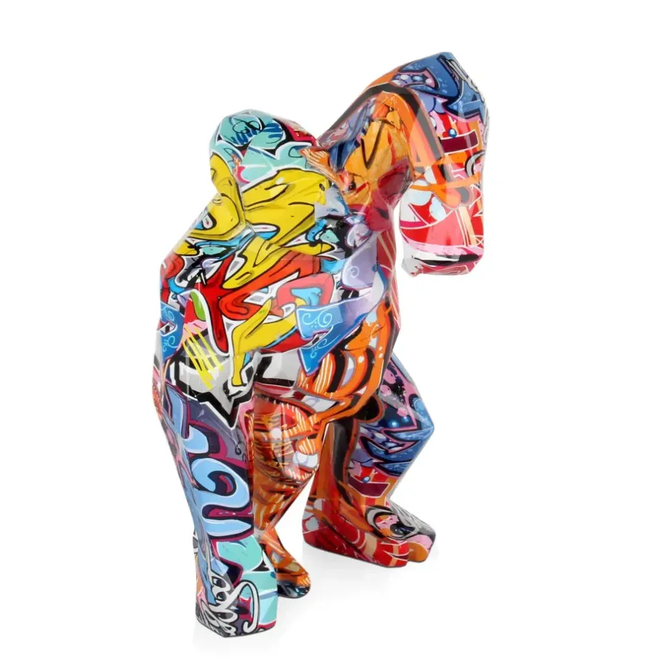 Statues & Sculptures Table Top|Graffiti^Polygon Gorilla 30cm Graffiti Resin Indoor Sculpture