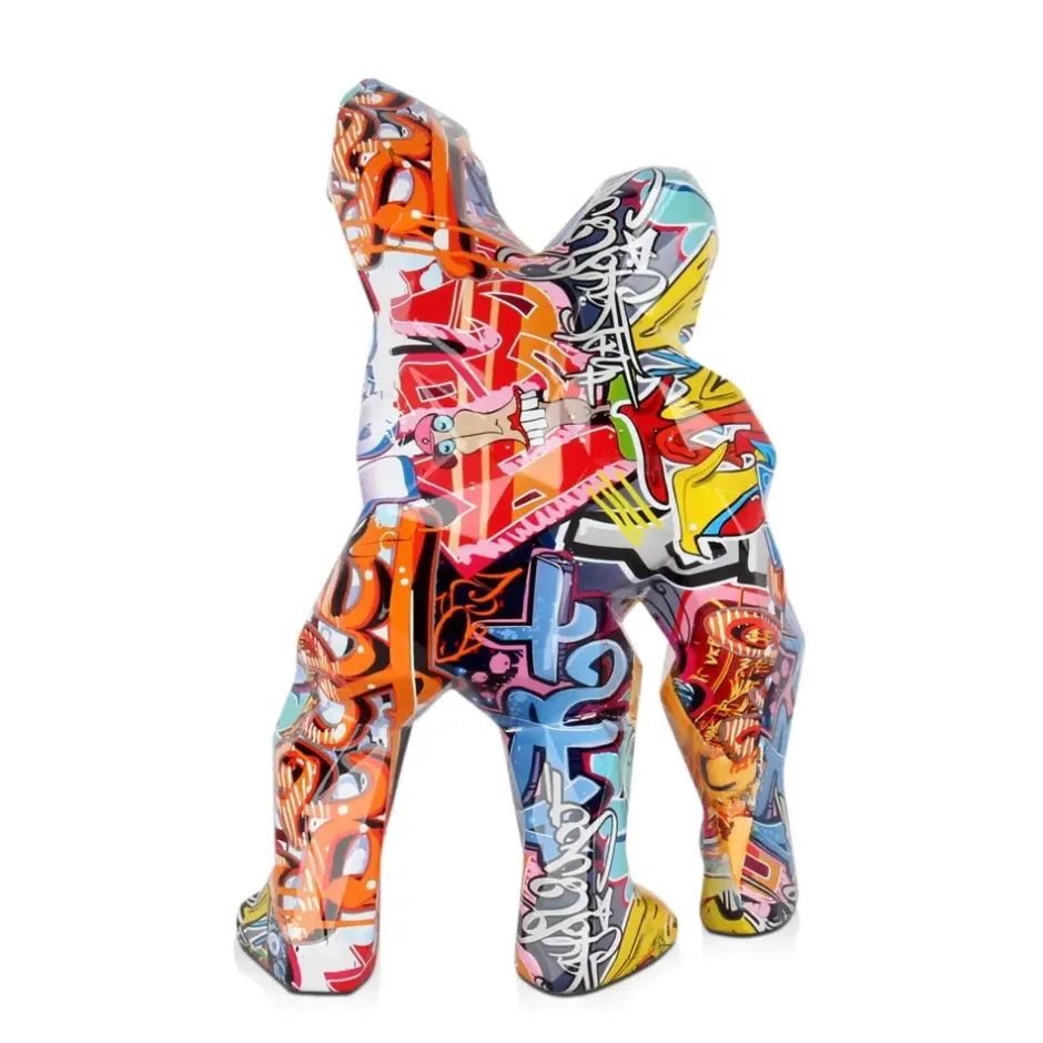 Statues & Sculptures Table Top|Graffiti^Polygon Gorilla 30cm Graffiti Resin Indoor Sculpture