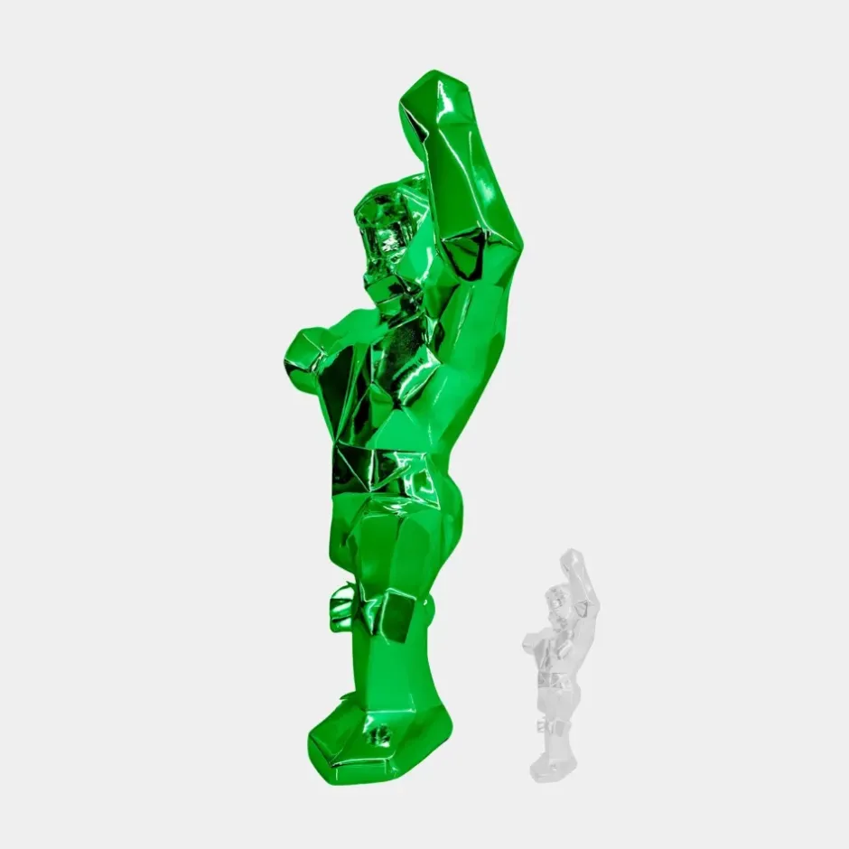Statues & Sculptures Floor Standing|Animals^Polygon Gorilla 135cm Green Resin Indoor Sculpture