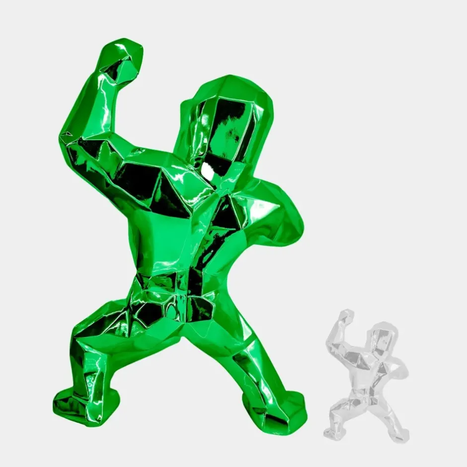 Statues & Sculptures Floor Standing|Animals^Polygon Gorilla 135cm Green Resin Indoor Sculpture