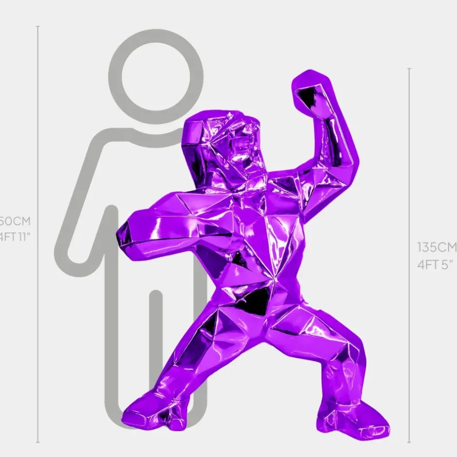 Statues & Sculptures Floor Standing|Animals^Polygon Gorilla 135cm Purple Resin Indoor Sculpture
