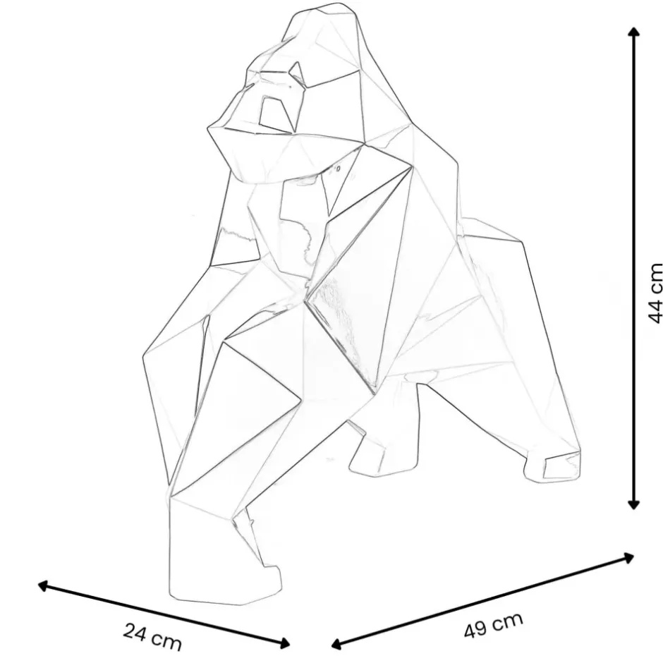 Statues & Sculptures Table Top|Low Poly^Polygon Gorilla 44cm Red Resin Indoor Sculpture