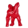 Statues & Sculptures Table Top|Low Poly^Polygon Gorilla 30cm Red Resin Indoor Sculpture