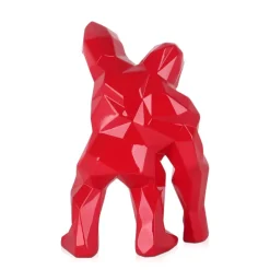 Statues & Sculptures Table Top|Low Poly^Polygon Gorilla 30cm Red Resin Indoor Sculpture