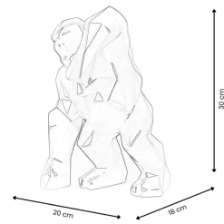 Statues & Sculptures Table Top|Low Poly^Polygon Gorilla 30cm Red Resin Indoor Sculpture