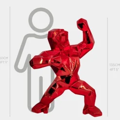 Statues & Sculptures Floor Standing|Animals^Polygon Gorilla 135cm Red Resin Indoor Sculpture