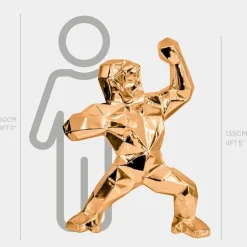 Statues & Sculptures Floor Standing|Animals^Polygon Gorilla 135cm Rose Gold Resin Indoor Sculpture