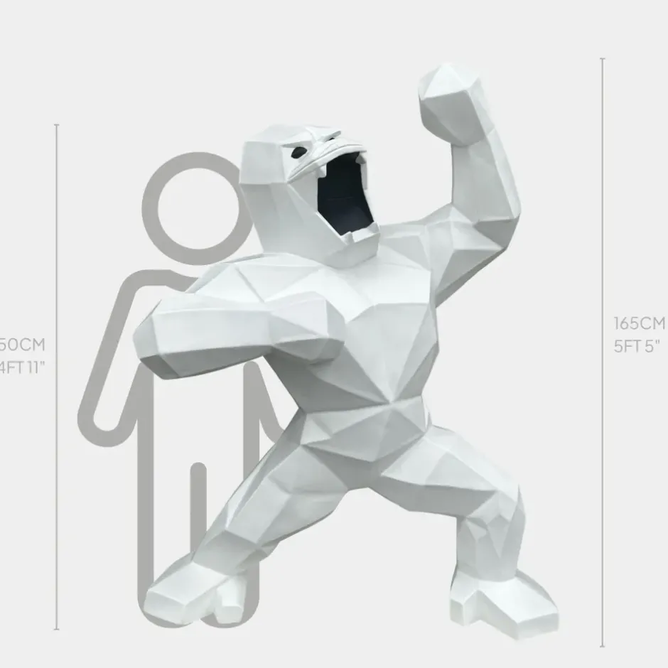 Statues & Sculptures Giant|Floor Standing^Polygon Gorilla 165cm White Resin Indoor Sculpture