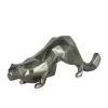 Statues & Sculptures Table Top|Low Poly^Polygon Leopard 15cm Anthracite Resin Indoor Sculpture