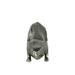 Statues & Sculptures Table Top|Low Poly^Polygon Leopard 15cm Anthracite Resin Indoor Sculpture