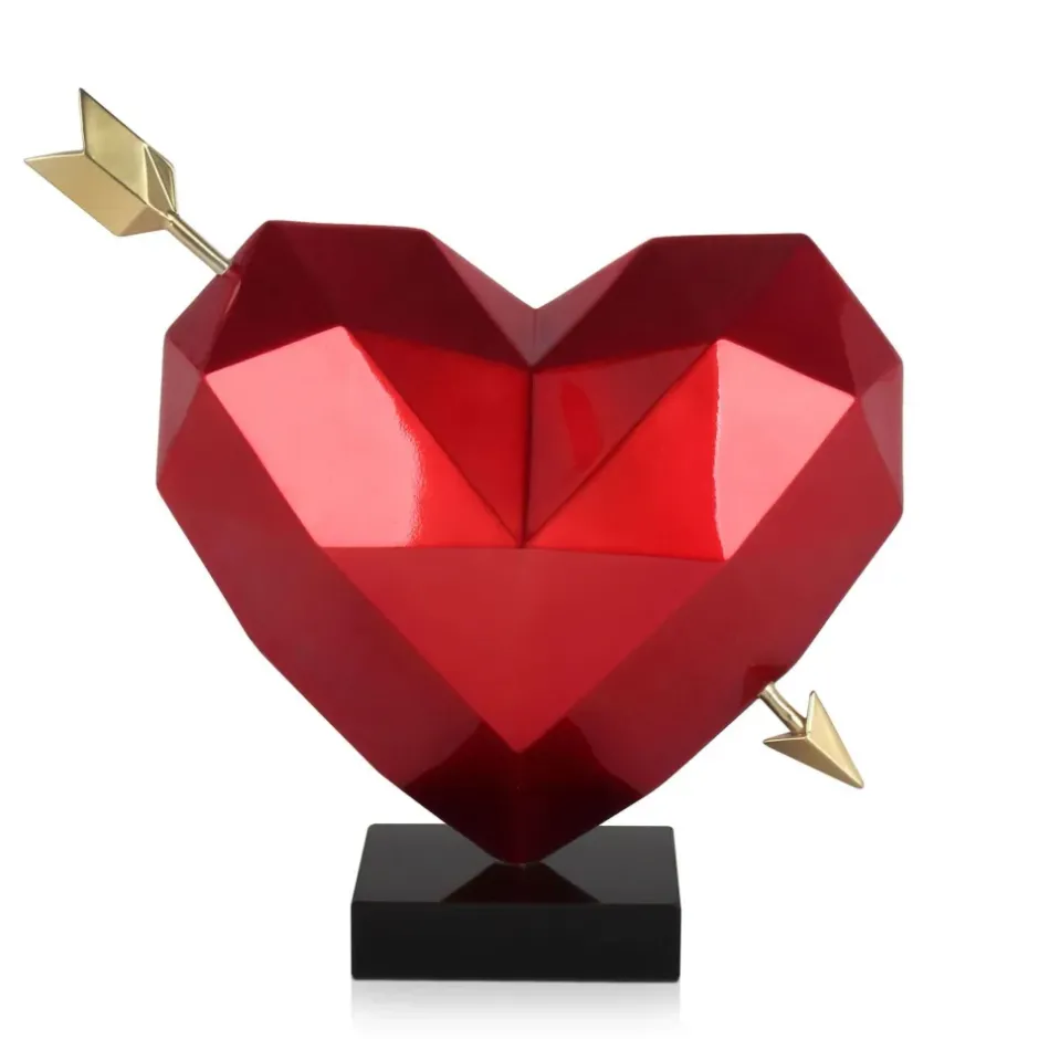 Statues & Sculptures Table Top|Low Poly^Polygon Love 36cm Red Resin Indoor Sculpture