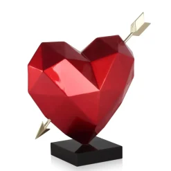 Statues & Sculptures Table Top|Low Poly^Polygon Love 36cm Red Resin Indoor Sculpture