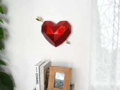 Statues & Sculptures Table Top|Low Poly^Polygon Love 31cm Red Resin Wall Sculpture