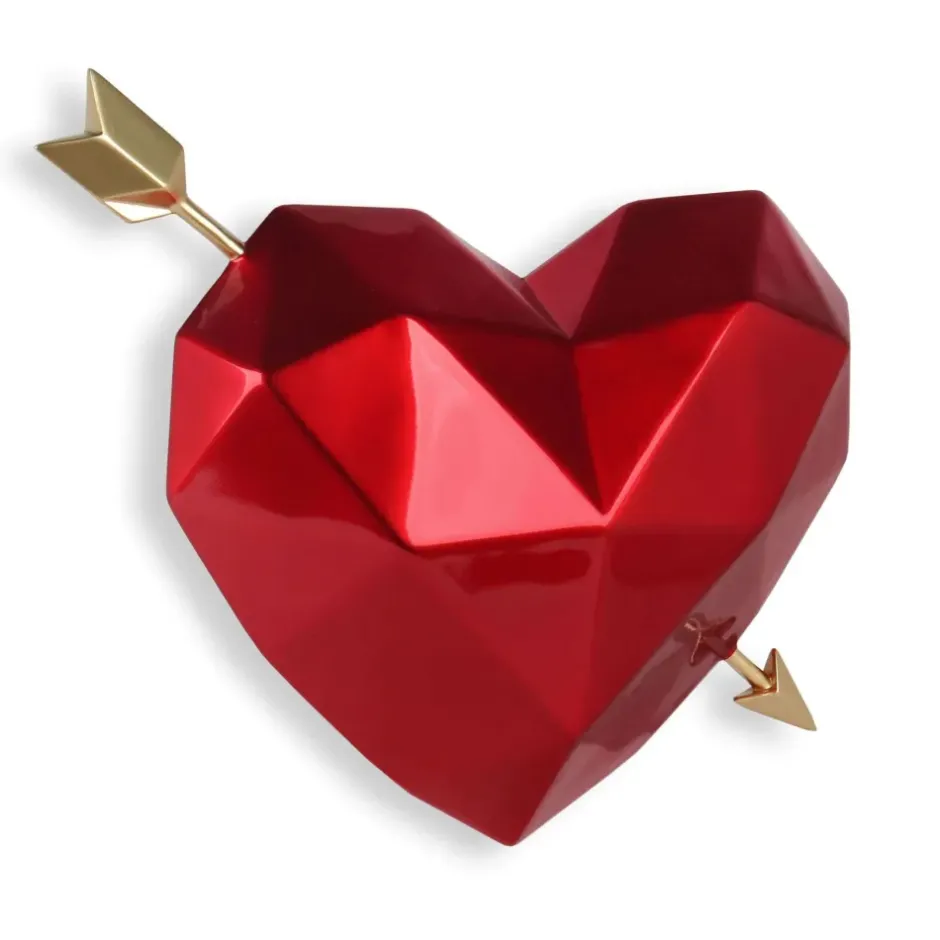 Statues & Sculptures Table Top|Low Poly^Polygon Love 31cm Red Resin Wall Sculpture