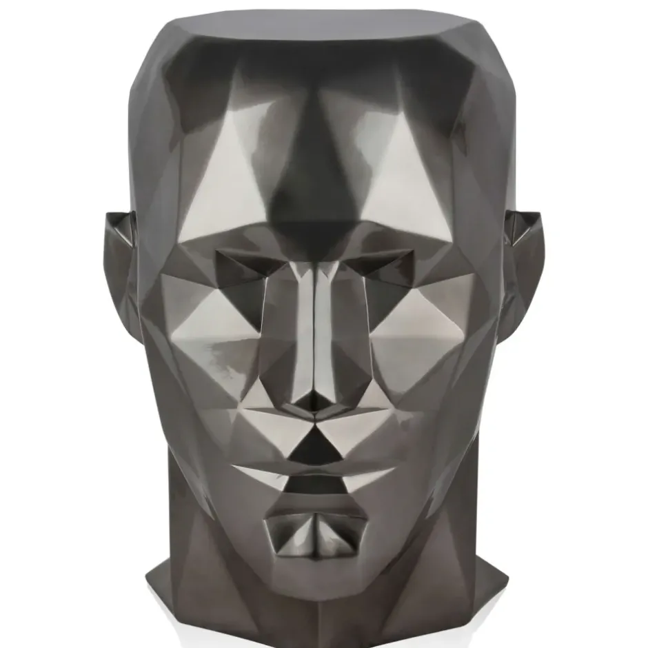 Statues & Sculptures Low Poly|Contemporary^Polygon Male Head 55cm Anthracite Side Table Sculpture