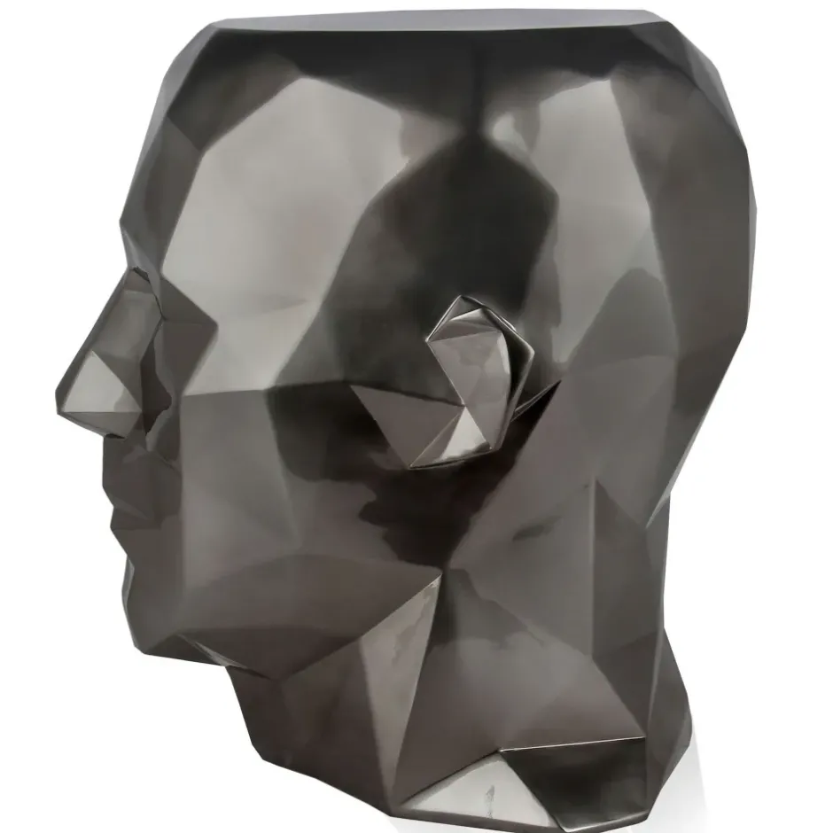 Statues & Sculptures Low Poly|Contemporary^Polygon Male Head 55cm Anthracite Side Table Sculpture