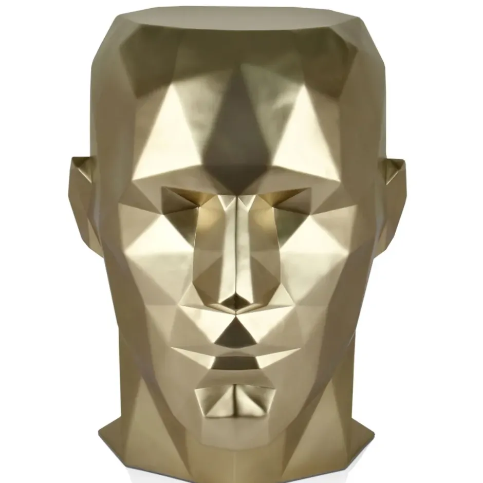 Statues & Sculptures Low Poly|Contemporary^Polygon Male Head 55cm Gold Side Table Sculpture