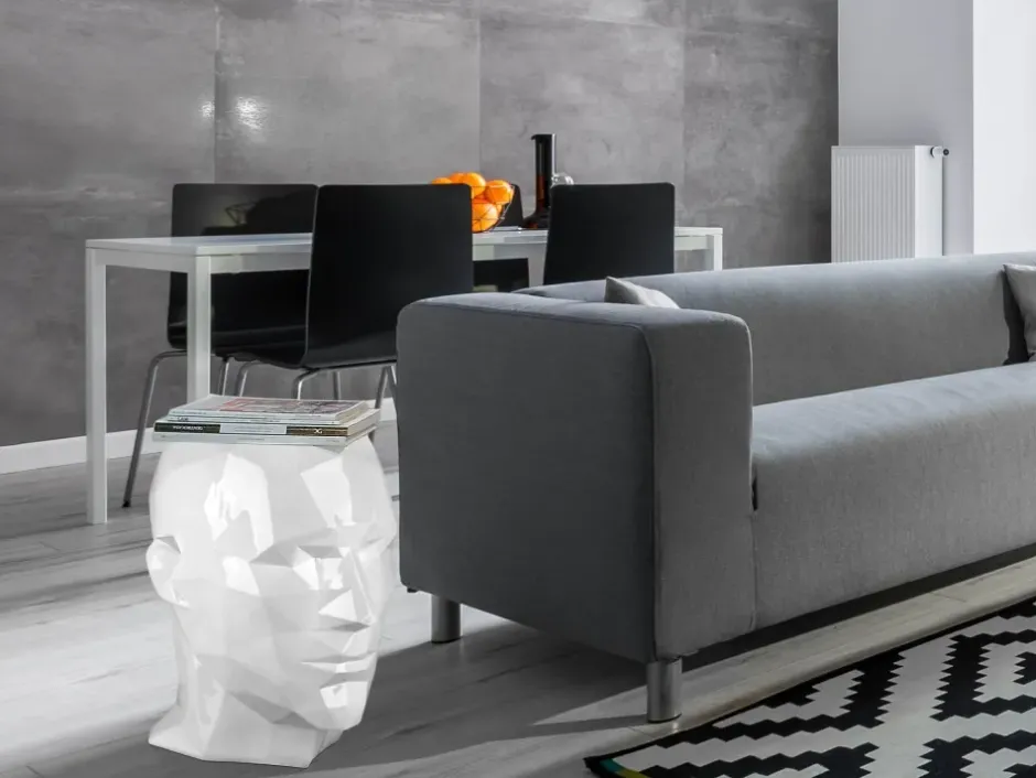 Statues & Sculptures Low Poly|Contemporary^Polygon Male Head 55cm White Side Table Sculpture