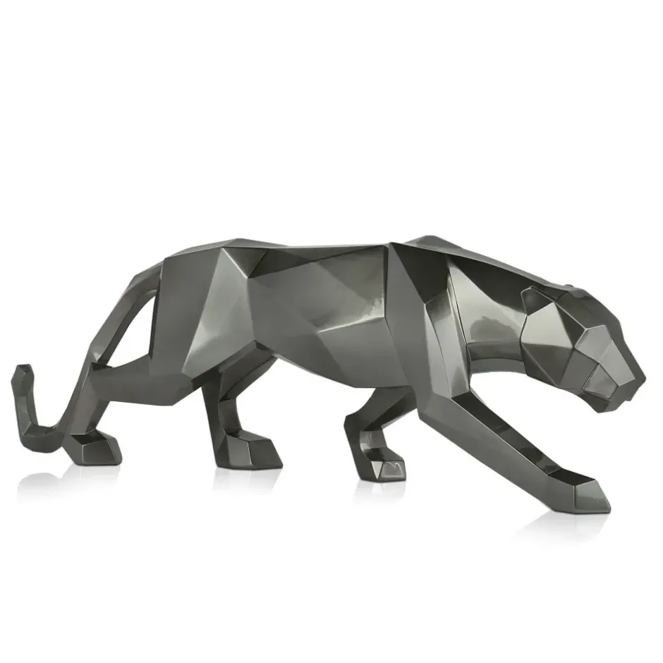 Statues & Sculptures Table Top|Floor Standing^Polygon Panther 31cm Anthracite Resin Indoor Sculpture