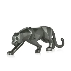 Statues & Sculptures Table Top|Low Poly^Polygon Panther 14cm Anthracite Resin Indoor Sculpture