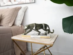 Statues & Sculptures Table Top|Low Poly^Polygon Panther 14cm Anthracite Resin Indoor Sculpture