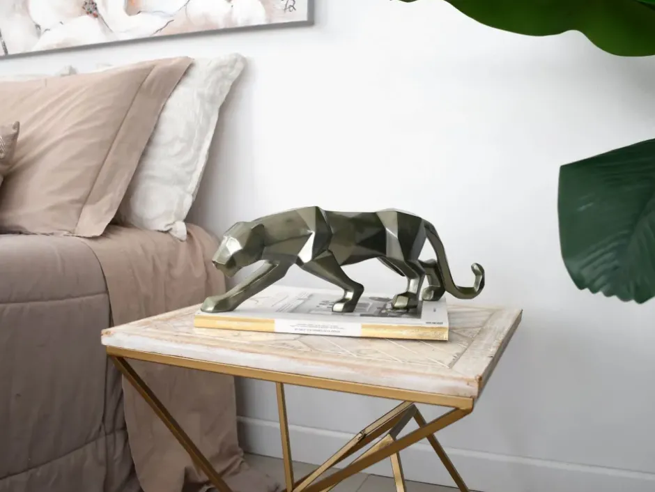 Statues & Sculptures Table Top|Low Poly^Polygon Panther 14cm Anthracite Resin Indoor Sculpture