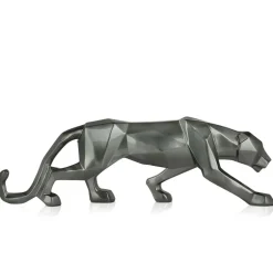 Statues & Sculptures Table Top|Low Poly^Polygon Panther 14cm Anthracite Resin Indoor Sculpture