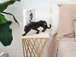 Statues & Sculptures Table Top|Low Poly^Polygon Panther 14cm Black Resin Indoor Sculpture