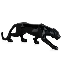 Statues & Sculptures Table Top|Low Poly^Polygon Panther 14cm Black Resin Indoor Sculpture