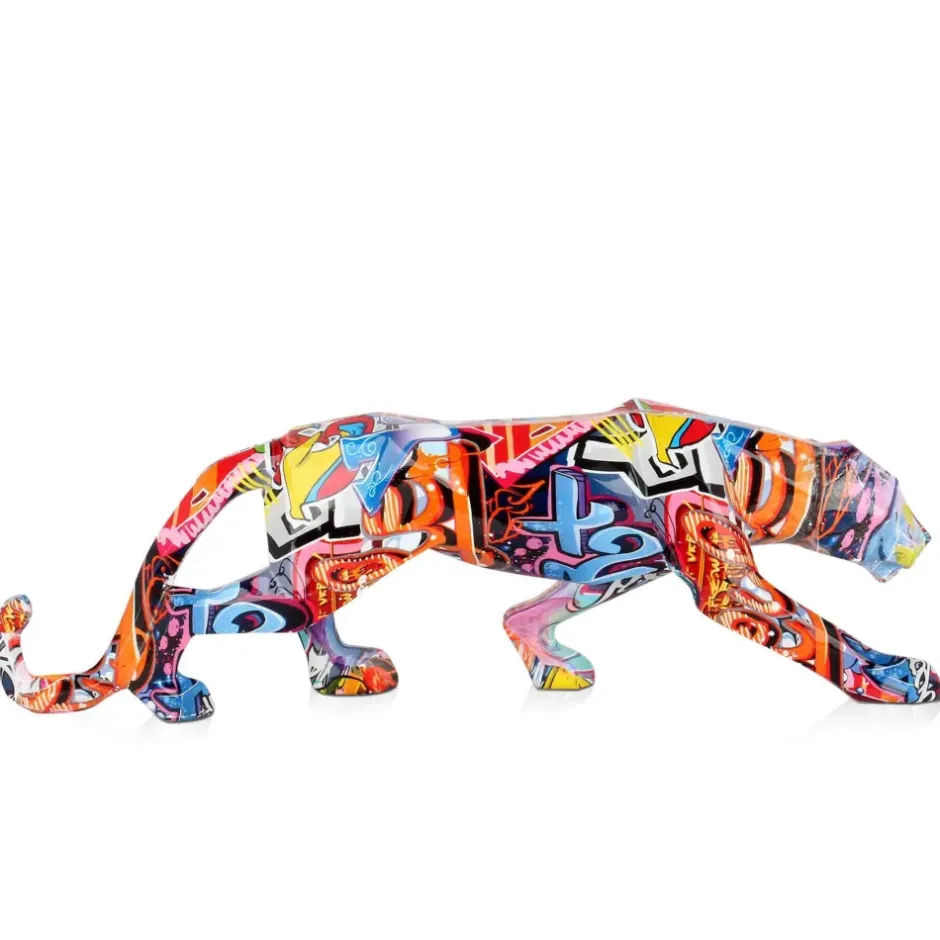 Statues & Sculptures Table Top|Graffiti^Polygon Panther 14cm Graffiti Resin Indoor Sculpture