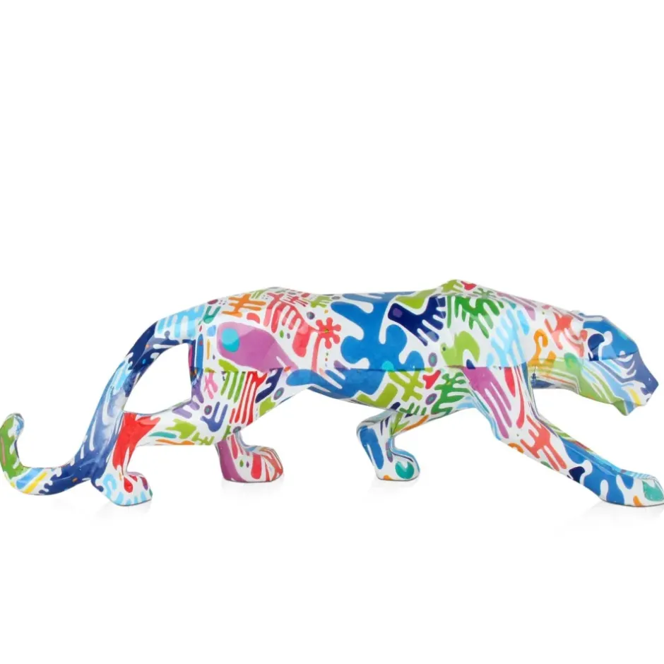 Statues & Sculptures Table Top|Low Poly^Polygon Panther 14cm Inca Art Resin Indoor Sculpture