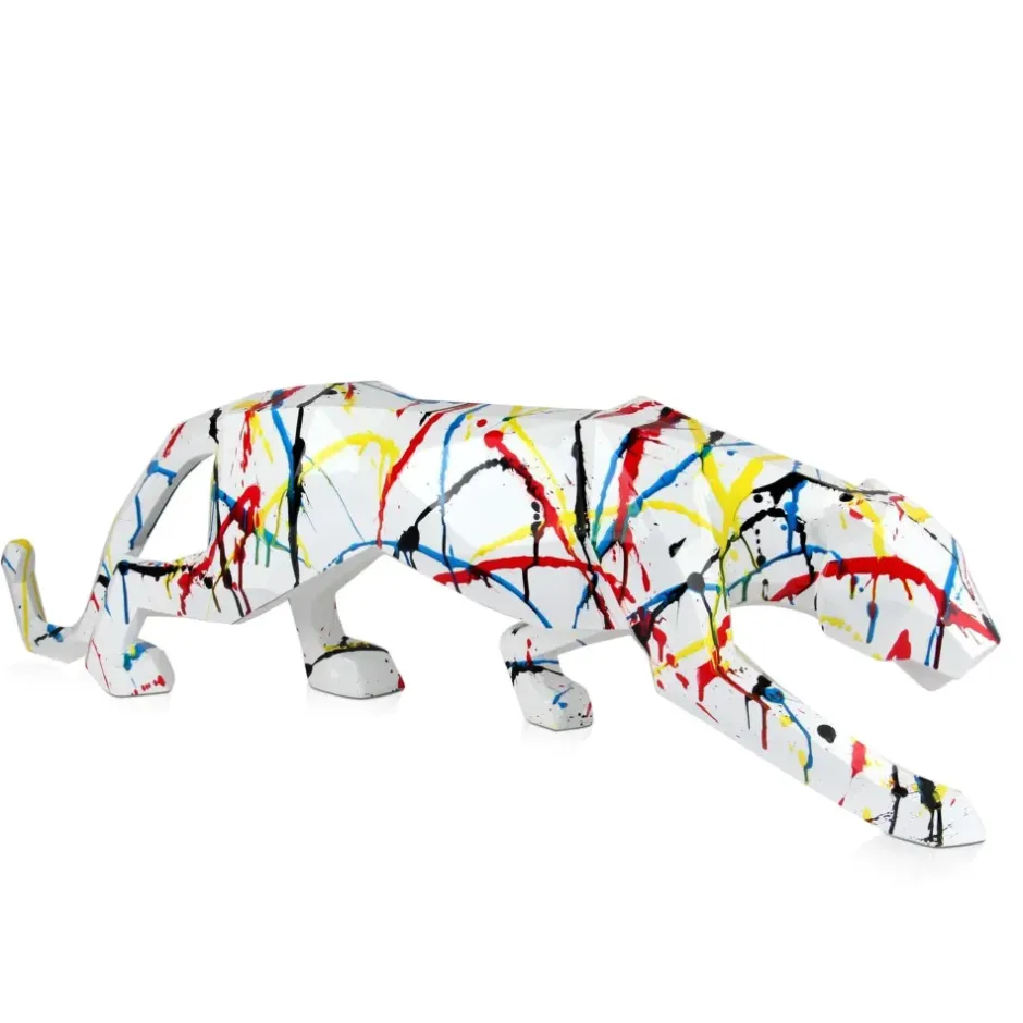 Statues & Sculptures Table Top|Floor Standing^Polygon Panther 31cm Multicoloured Resin Indoor Sculpture