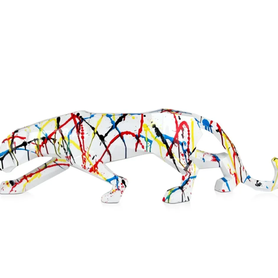 Statues & Sculptures Table Top|Floor Standing^Polygon Panther 31cm Multicoloured Resin Indoor Sculpture