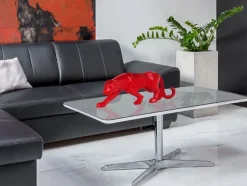 Statues & Sculptures Table Top|Low Poly^Polygon Panther 14cm Red Resin Indoor Sculpture