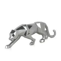 Statues & Sculptures Table Top|Floor Standing^Polygon Panther 14cm Silver Resin Indoor Sculpture
