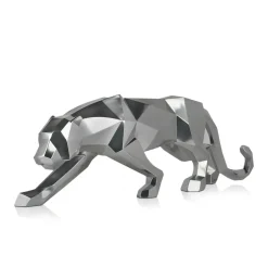 Statues & Sculptures Table Top|Floor Standing^Polygon Panther 31cm Silver Resin Indoor Sculpture