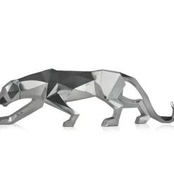 Statues & Sculptures Table Top|Floor Standing^Polygon Panther 31cm Silver Resin Indoor Sculpture