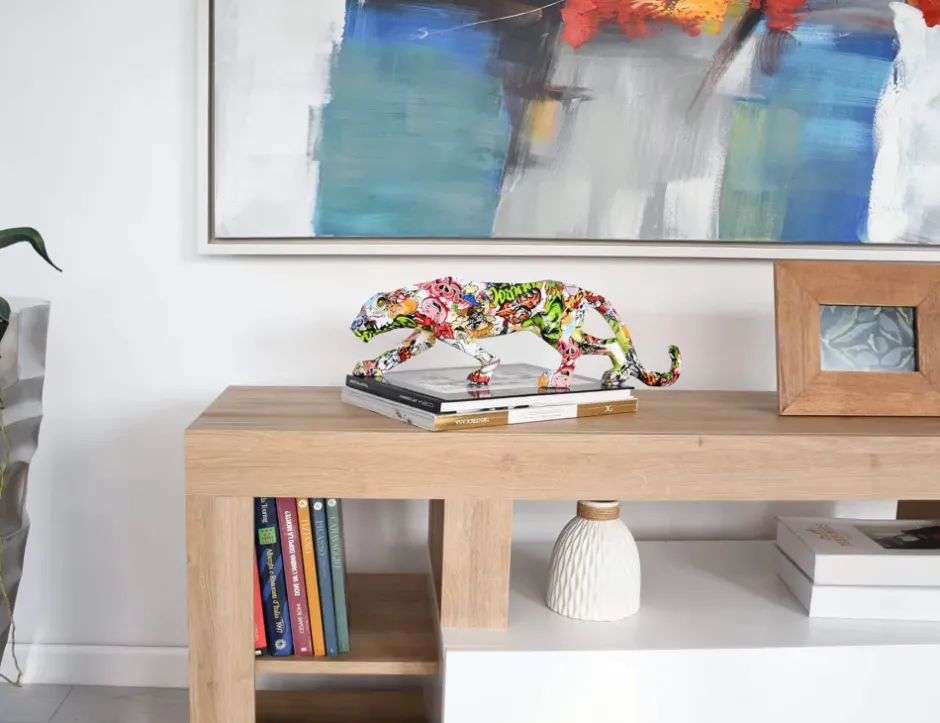 Statues & Sculptures Table Top|Graffiti^Polygon Panther 14cm Street Art Resin Indoor Sculpture