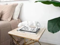Statues & Sculptures Table Top|Low Poly^Polygon Panther 14cm White Resin Indoor Sculpture